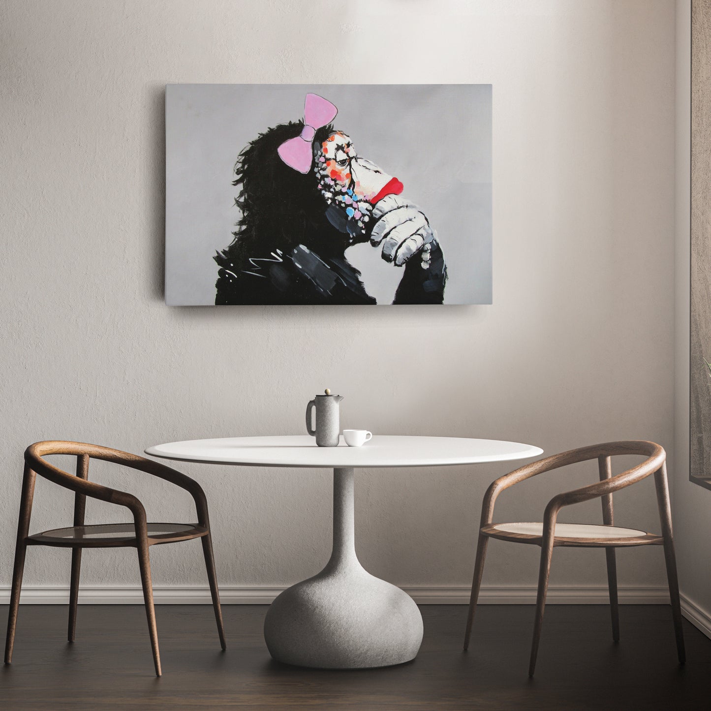 Banksy 'Female Monkey' Canvas Print - Framed Wall Art