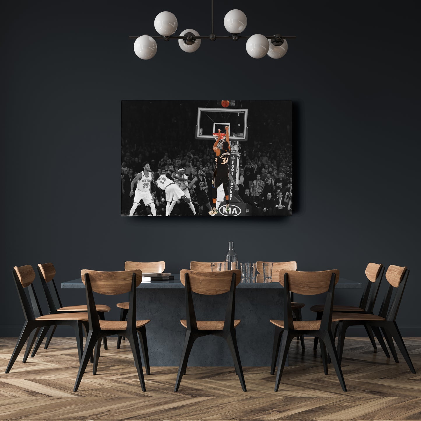 Giannis Antetokounmpo Buzzer Beater vs Knicks Canvas Wall Art Decor - NBA Superstar Art