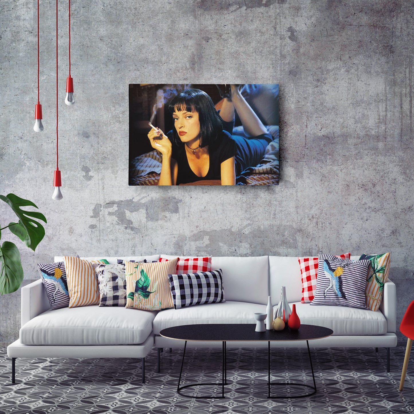 Uma Thurman Smoking Pulp Fiction Canvas Art – Legendary Movie Star Decor