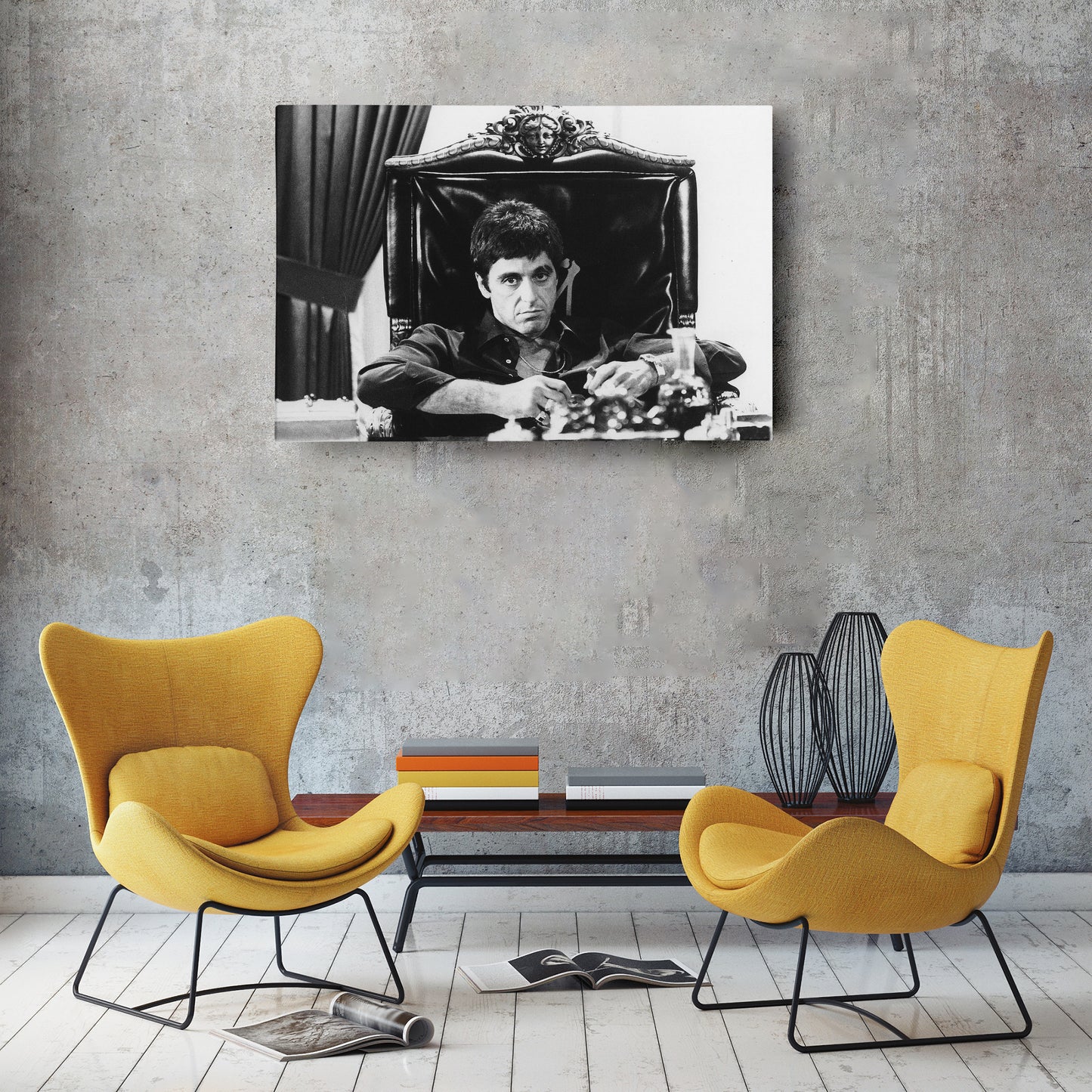 Tony Montana Scarface Canvas Art - Movie Wall Decor Black and White