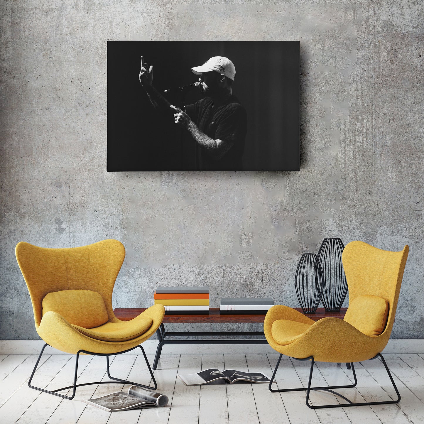 Mac Miller Black and White Canvas Wall Art – Rap Icon Tribute