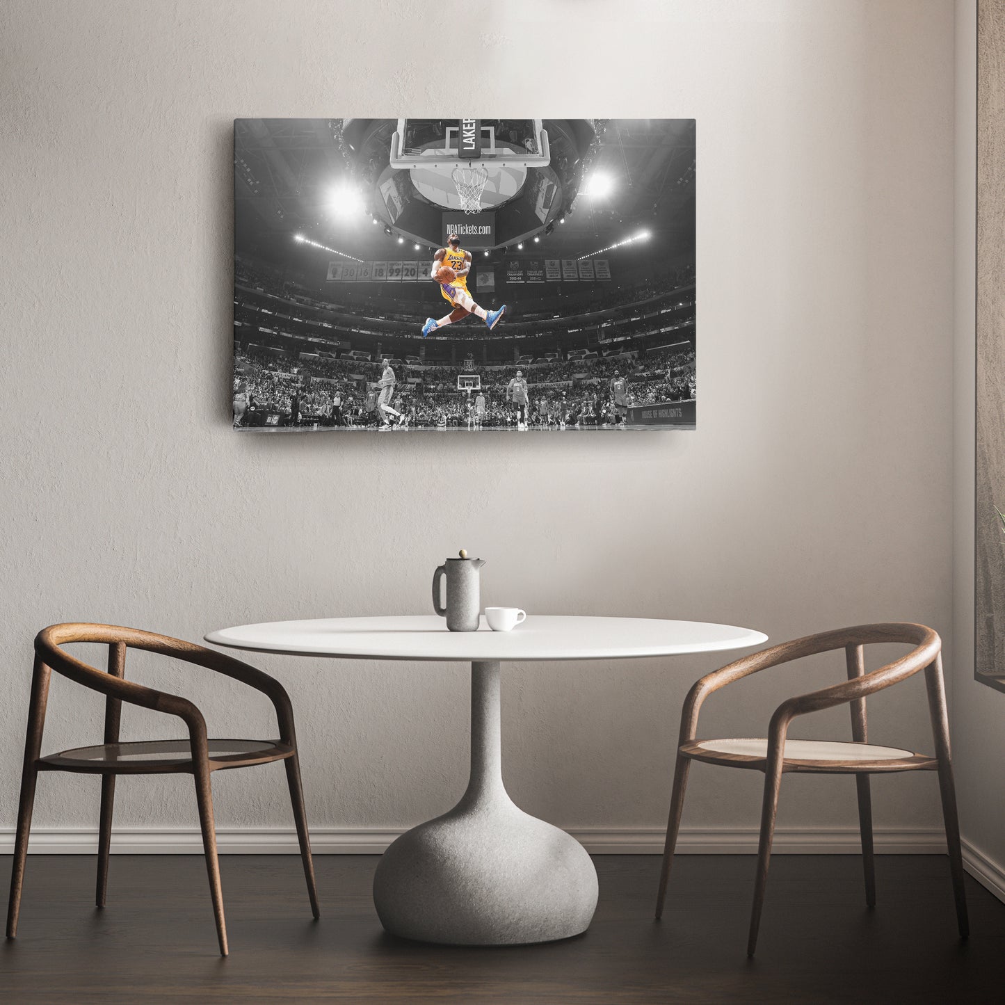 LeBron James Dunk Basketball Canvas Wall Art – NBA King in Action