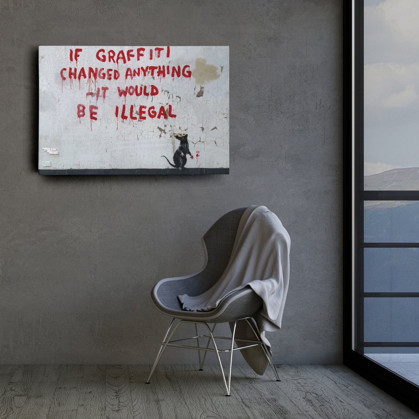 Banksy 'Illegal' Quote Canvas Print - Framed Wall Art