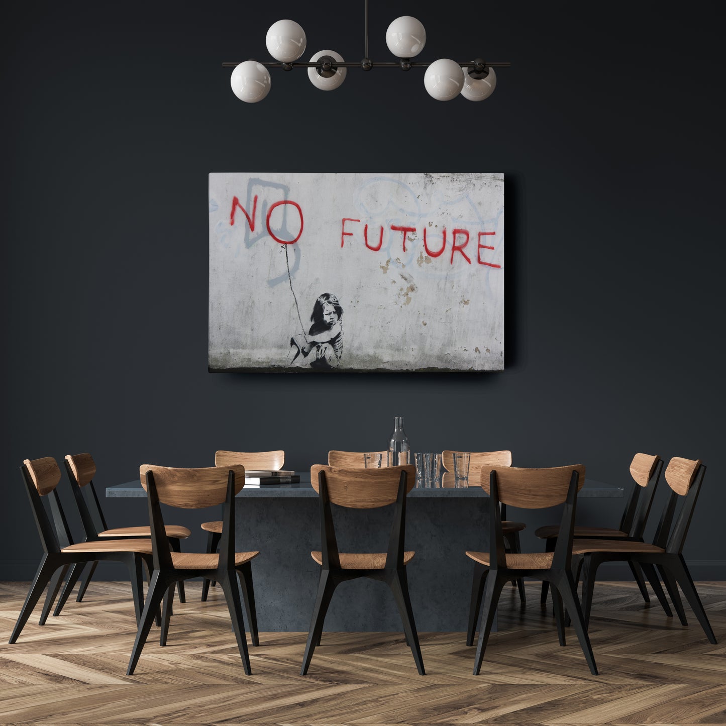 Banksy 'No Future' Street Art Canvas Print - Framed Wall Decor