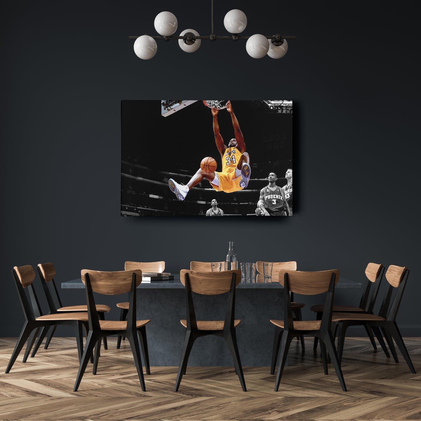Shaquille O'Neal Dunking Canvas Art - NBA Lakers Sports Poster