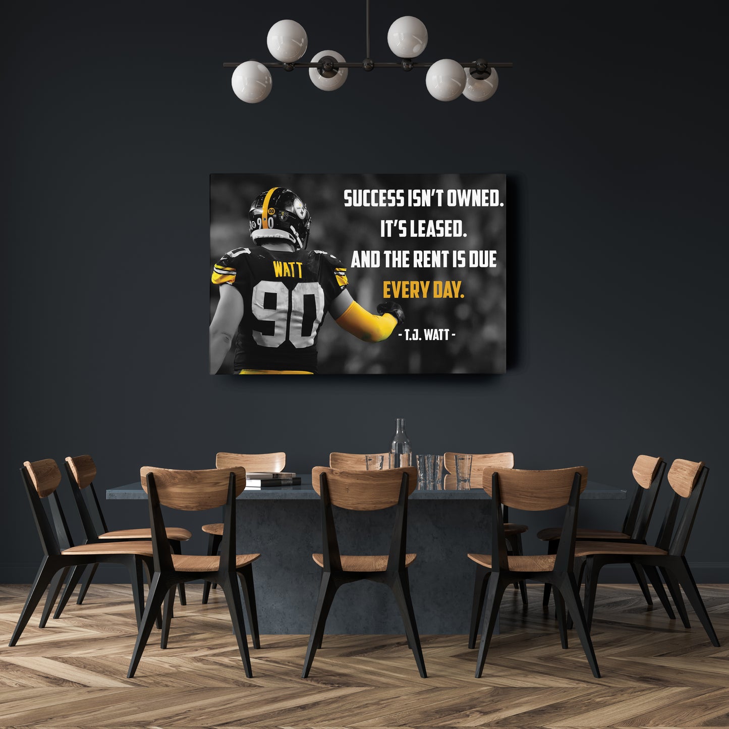 T.J. Watt Quote Canvas Art - Pittsburgh Steelers NFL Wall Decor Print