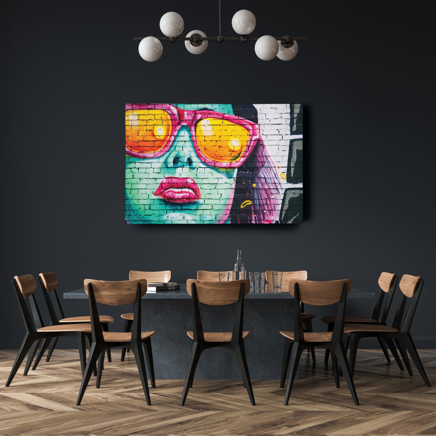 Banksy 'Cool Girl on Wall' Canvas Print - Framed Street Art