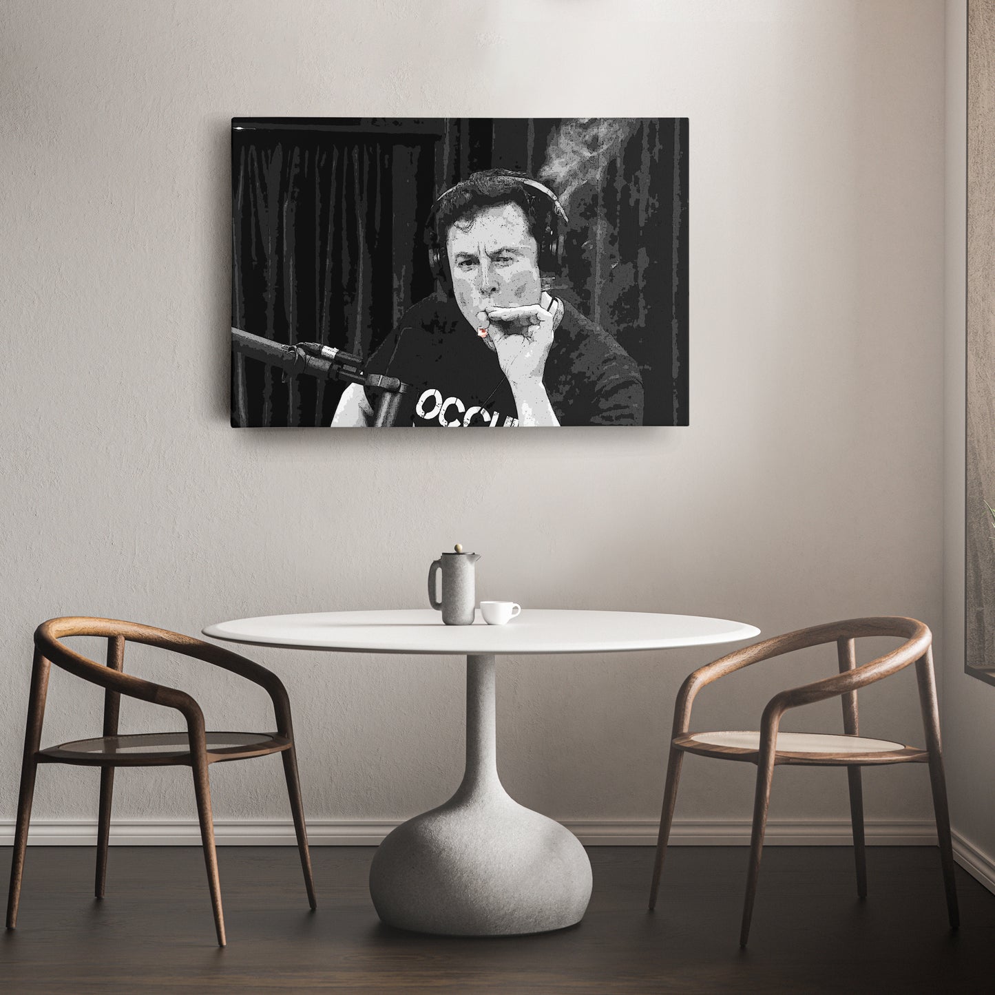 Elon Musk Smoking Canvas Wall Art – Entrepreneur Icon Print for Home