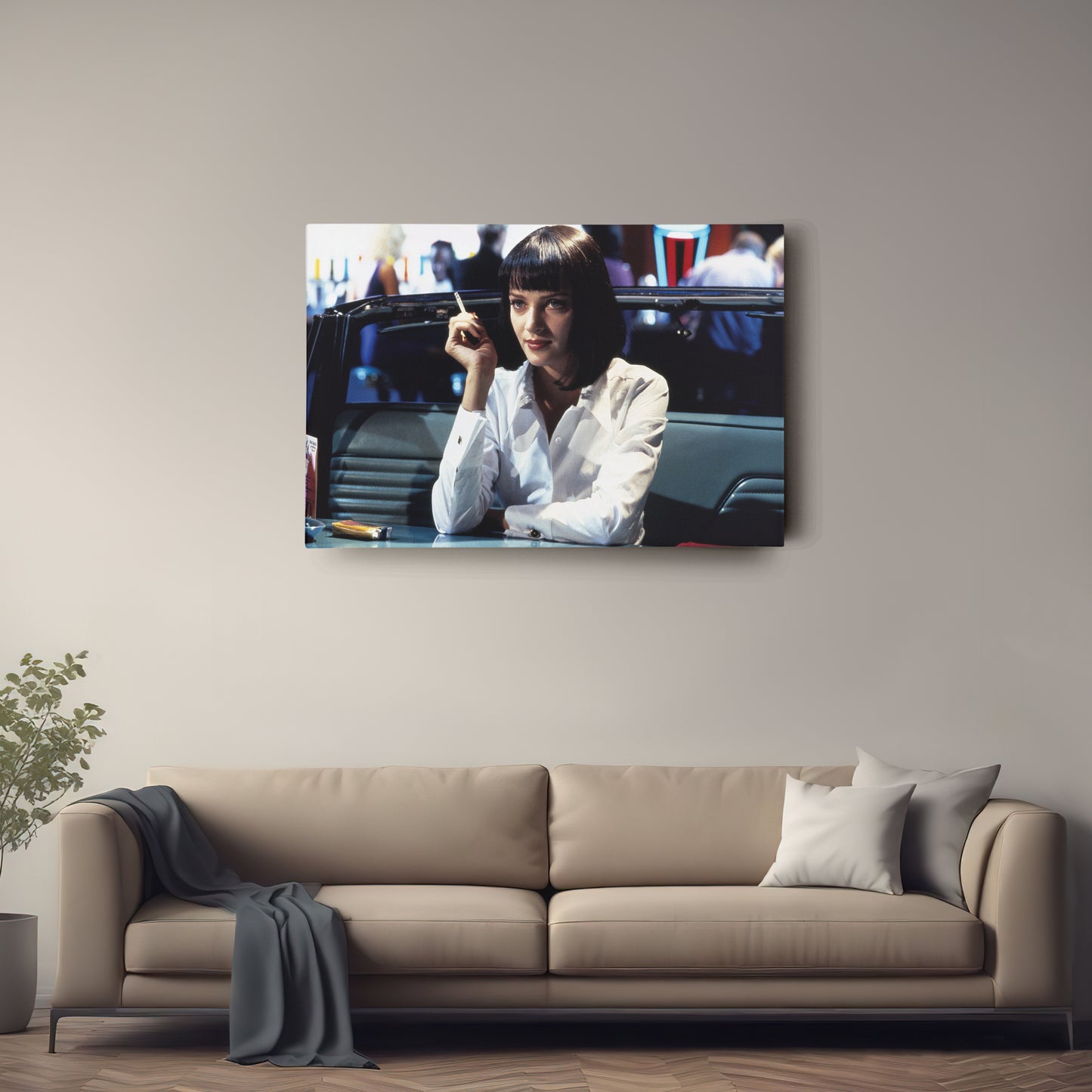Pulp Fiction Uma Thurman Smoking Canvas Art – Legendary Movie Moment Decor
