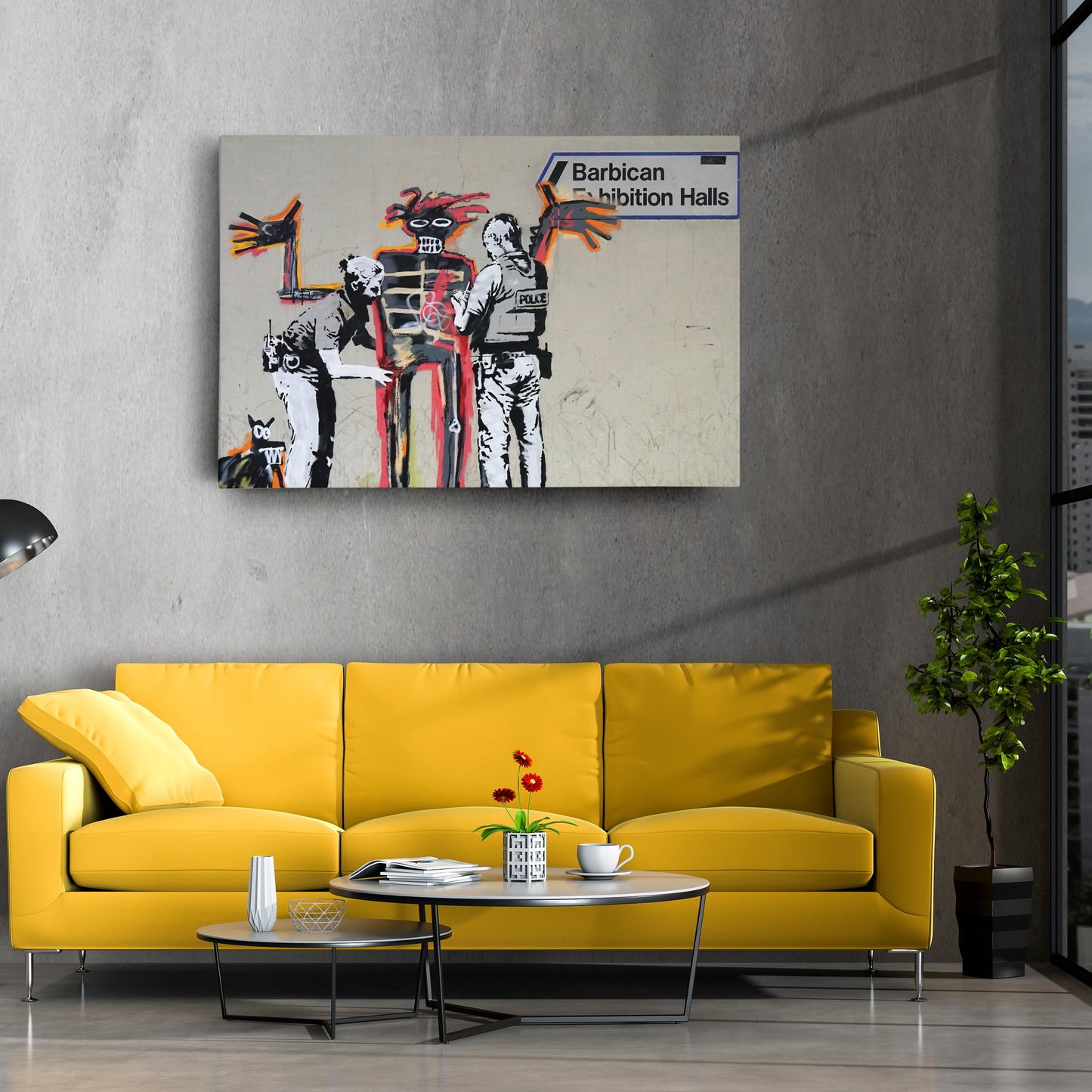 Banksy x Basquiat 'Installer' Canvas Print - Framed Wall Art
