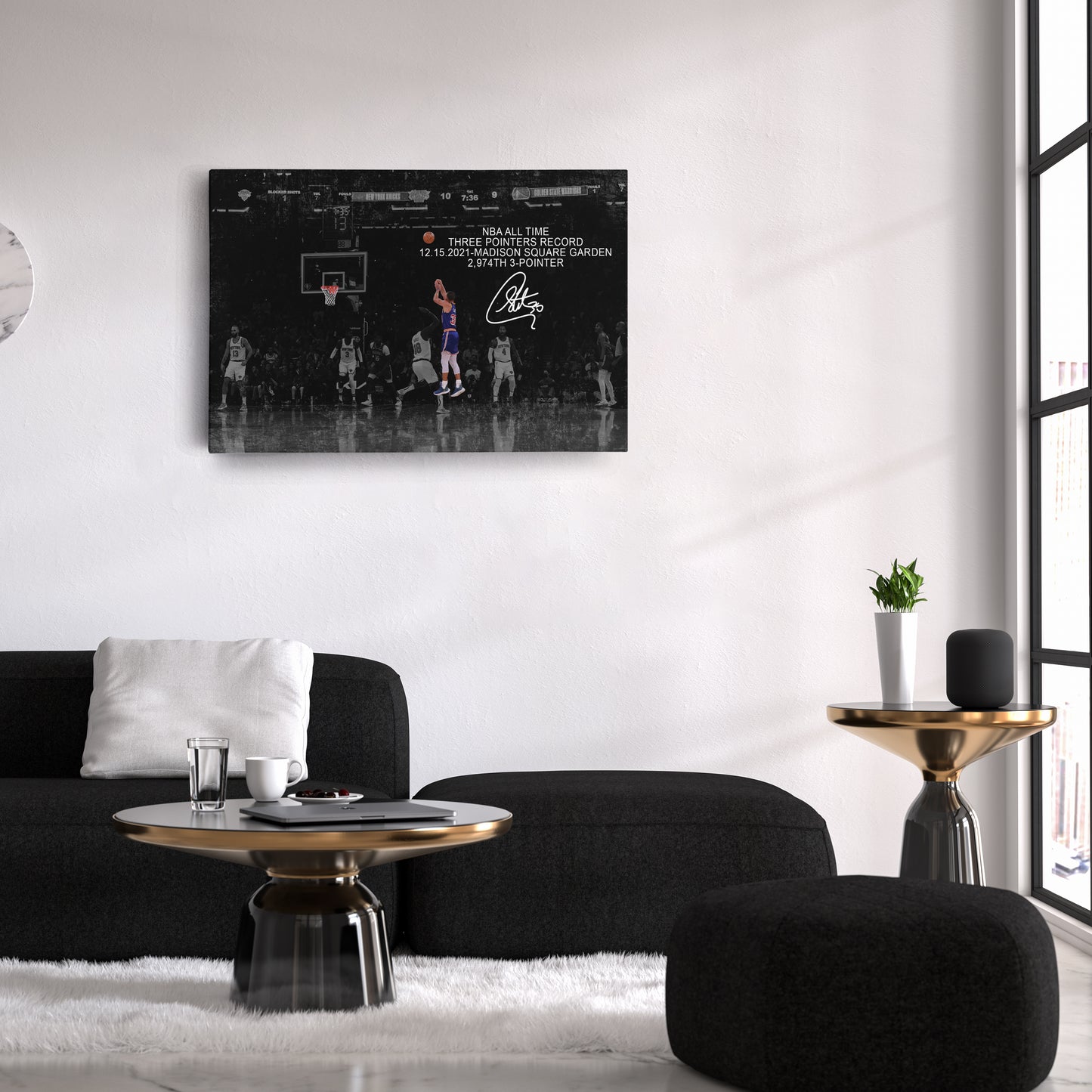 Stephen Curry Record Breaking 3-Pointer Canvas Art - NBA Wall Decor