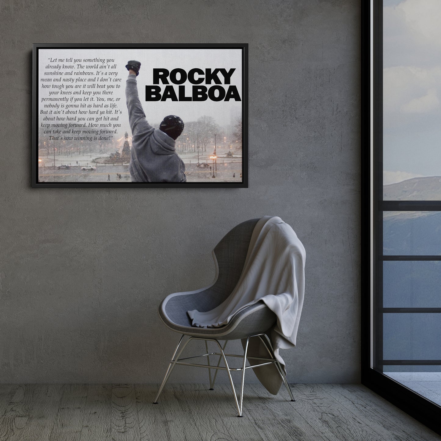 Rocky Balboa Motivational Quote Canvas Wall Art – Boxing Legend Decor