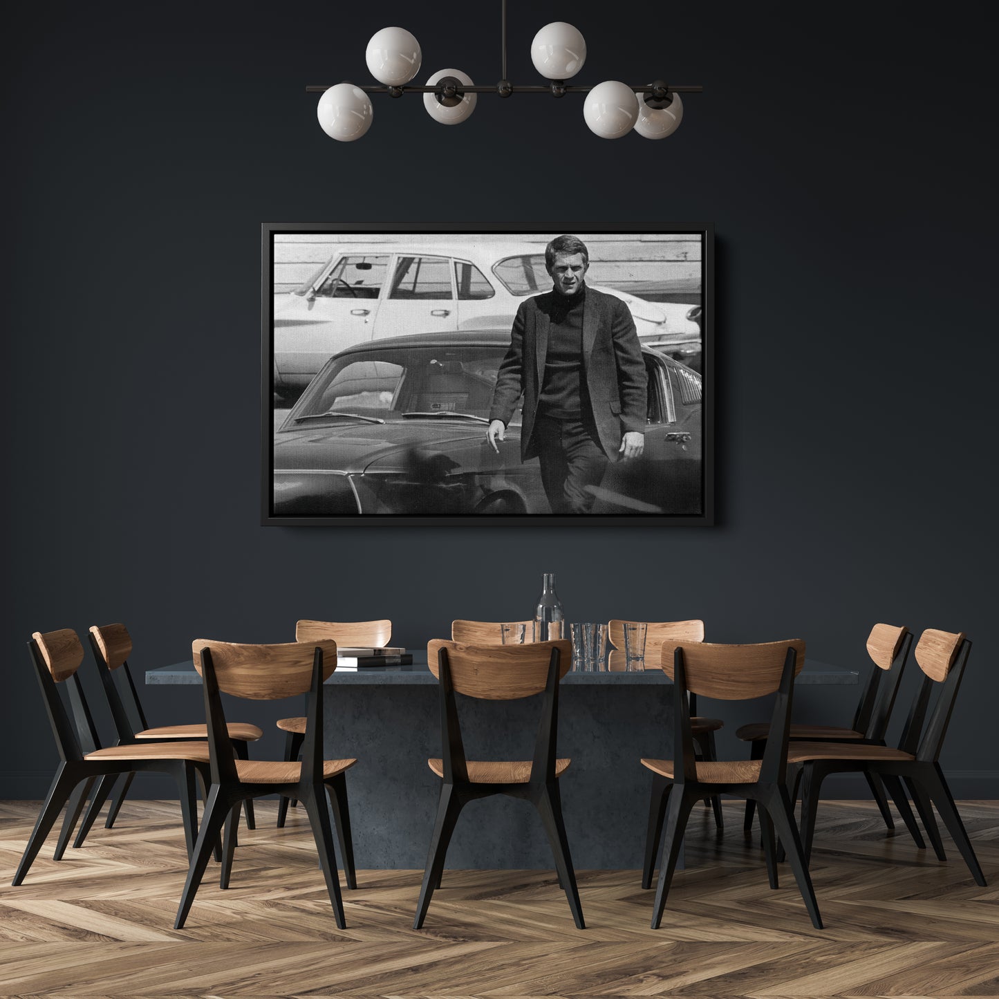 Steve McQueen Hollywood Icon Canvas Wall Art – Black and White Decor