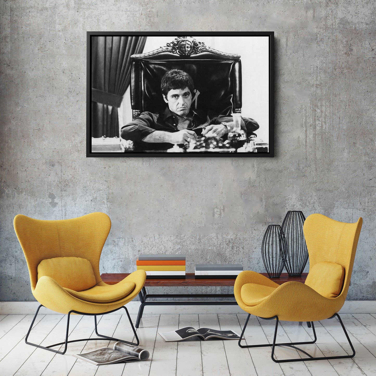 Tony Montana Scarface Canvas Art - Movie Wall Decor Black and White