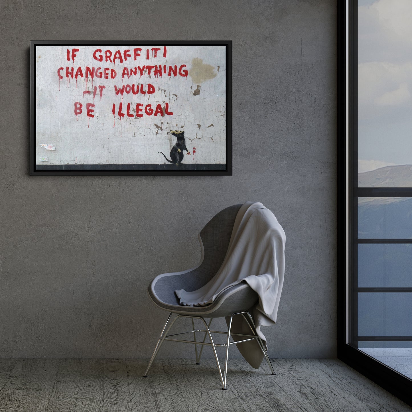 Banksy 'Illegal' Quote Canvas Print - Framed Wall Art