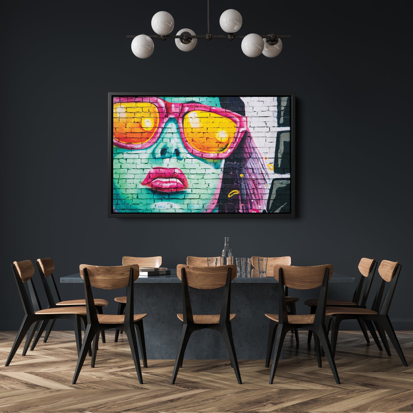 Banksy 'Cool Girl on Wall' Canvas Print - Framed Street Art