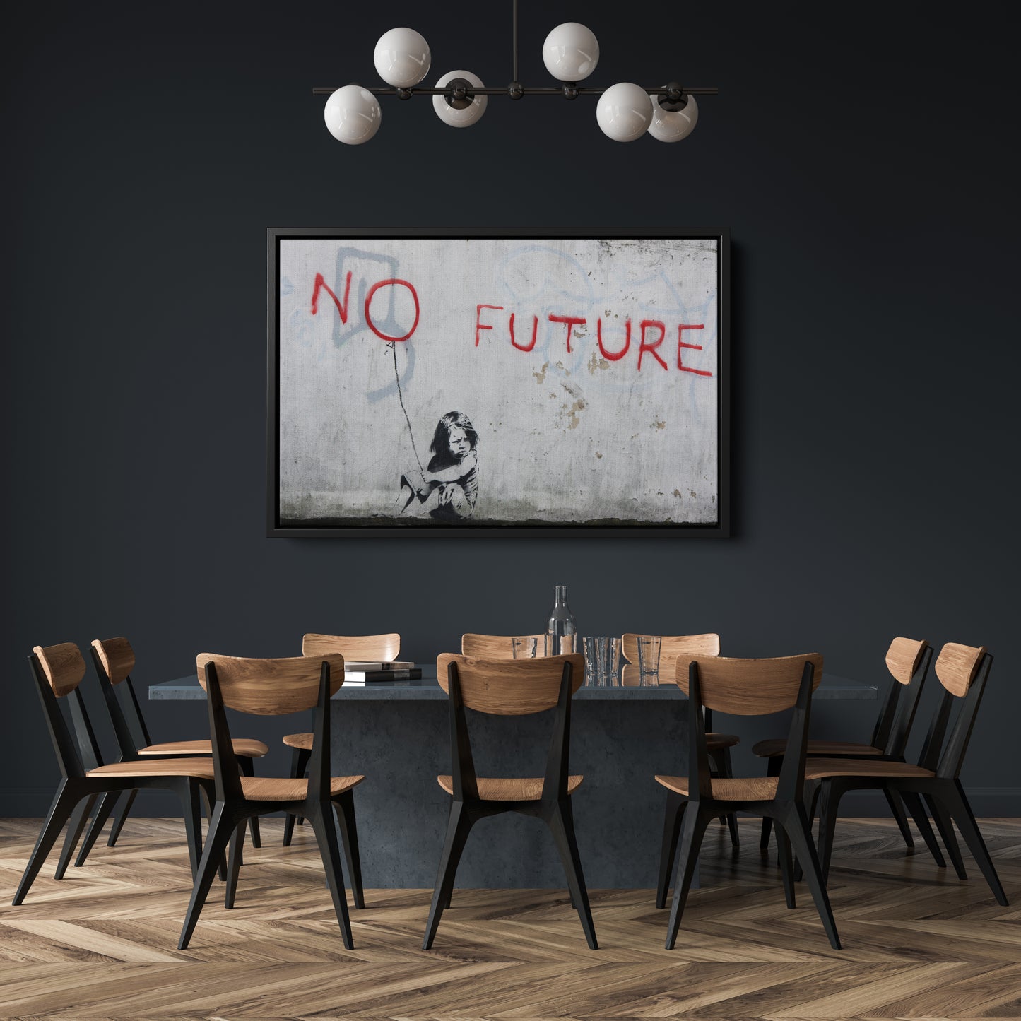 Banksy 'No Future' Street Art Canvas Print - Framed Wall Decor