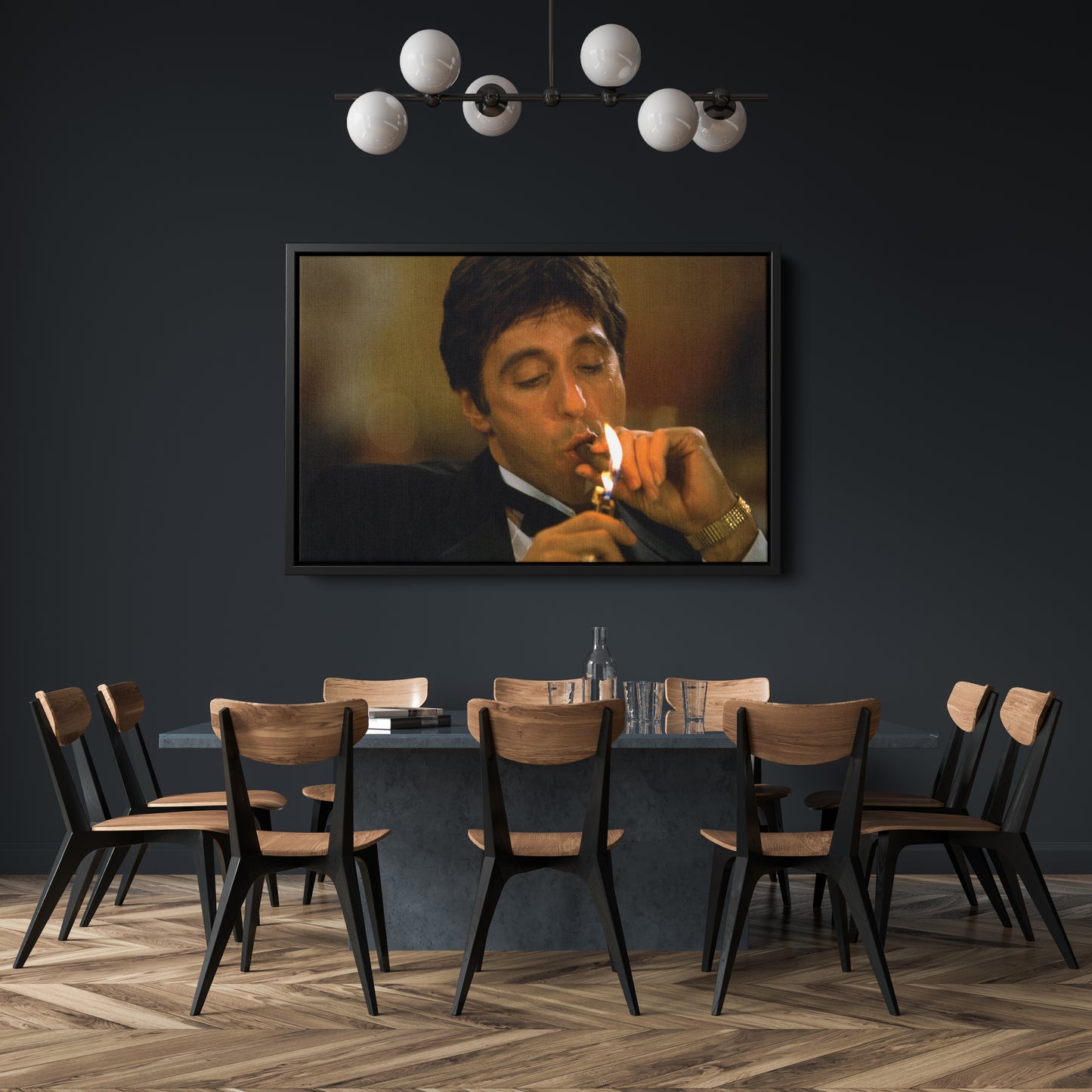 Scarface Tony Montana Smoking Canvas Art – Iconic Movie Character Decor