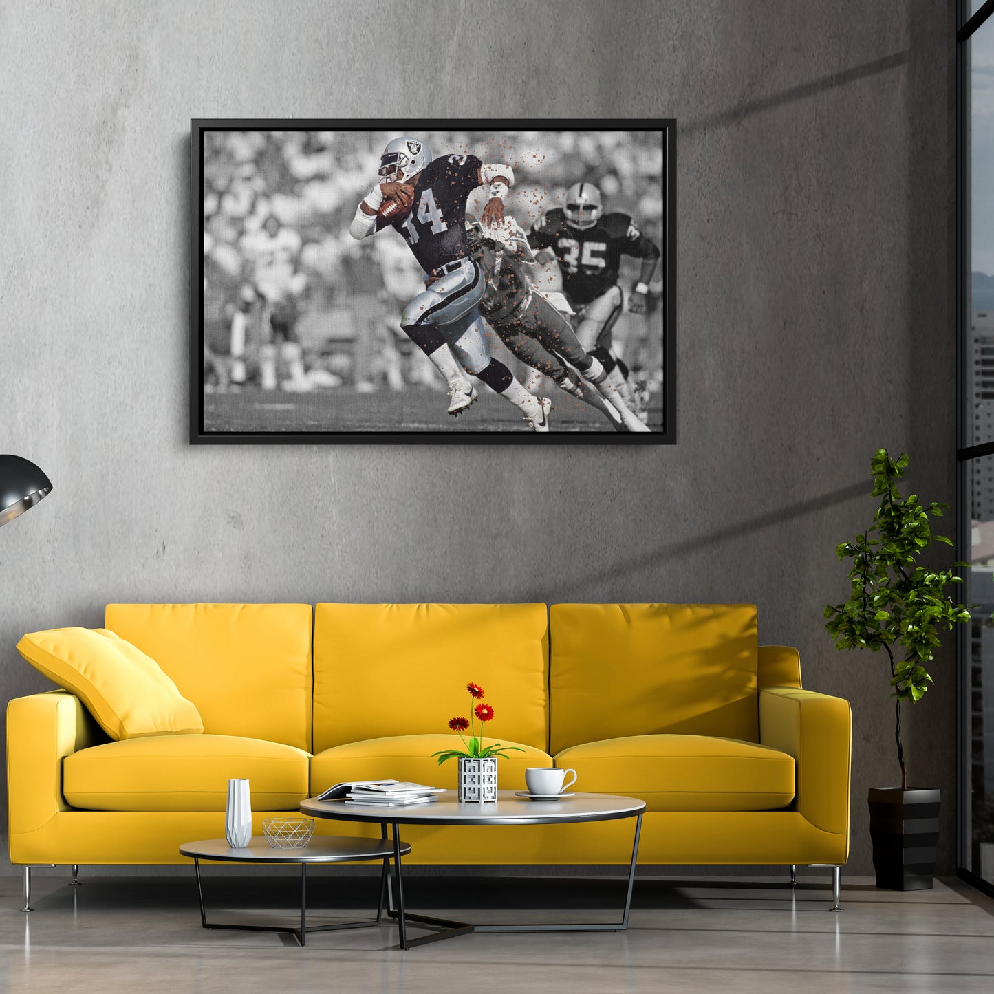 Bo Jackson Dodges Tackle Los Angeles Raiders Canvas Wall Art Decor - NFL Action Art