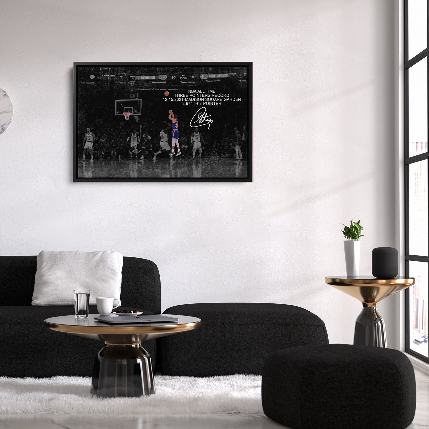 Stephen Curry Record Breaking 3-Pointer Canvas Art - NBA Wall Decor