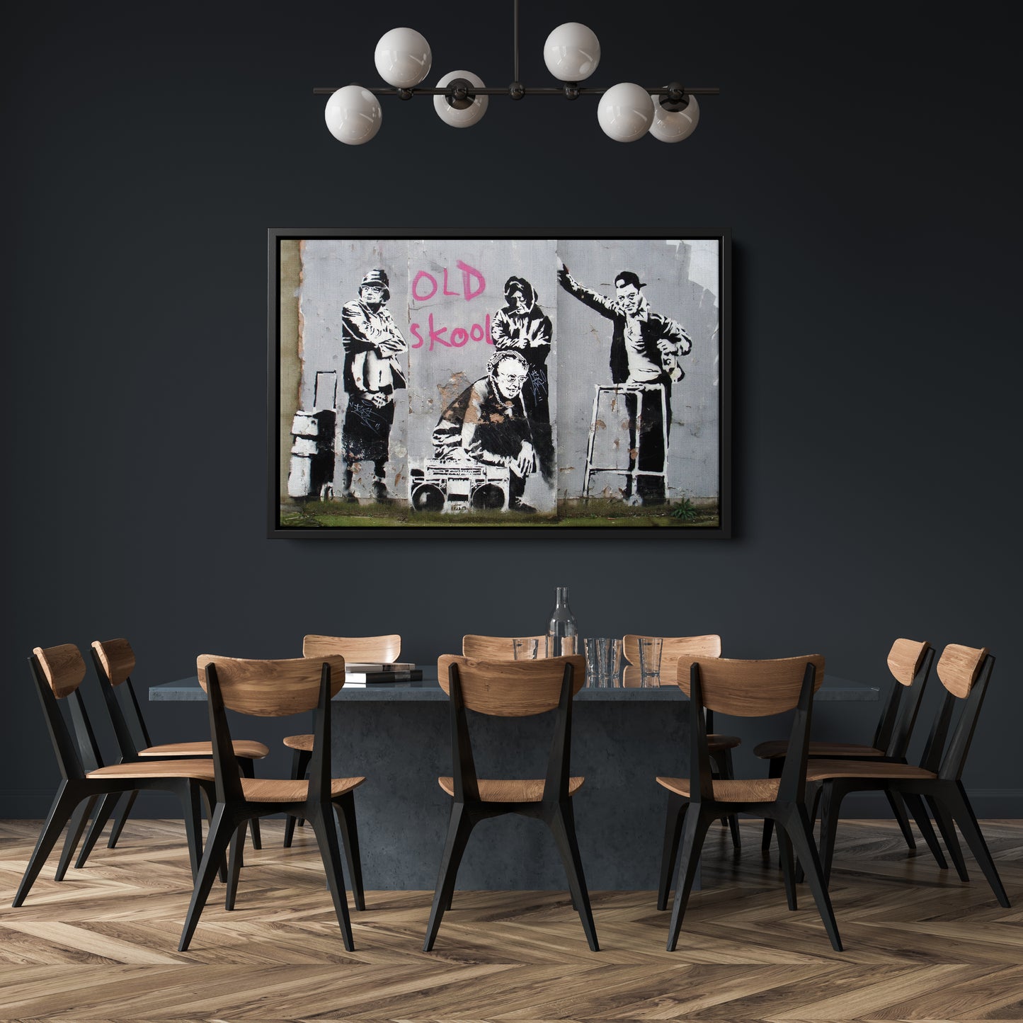 Banksy 'Old School' Canvas Print - Framed Wall Art
