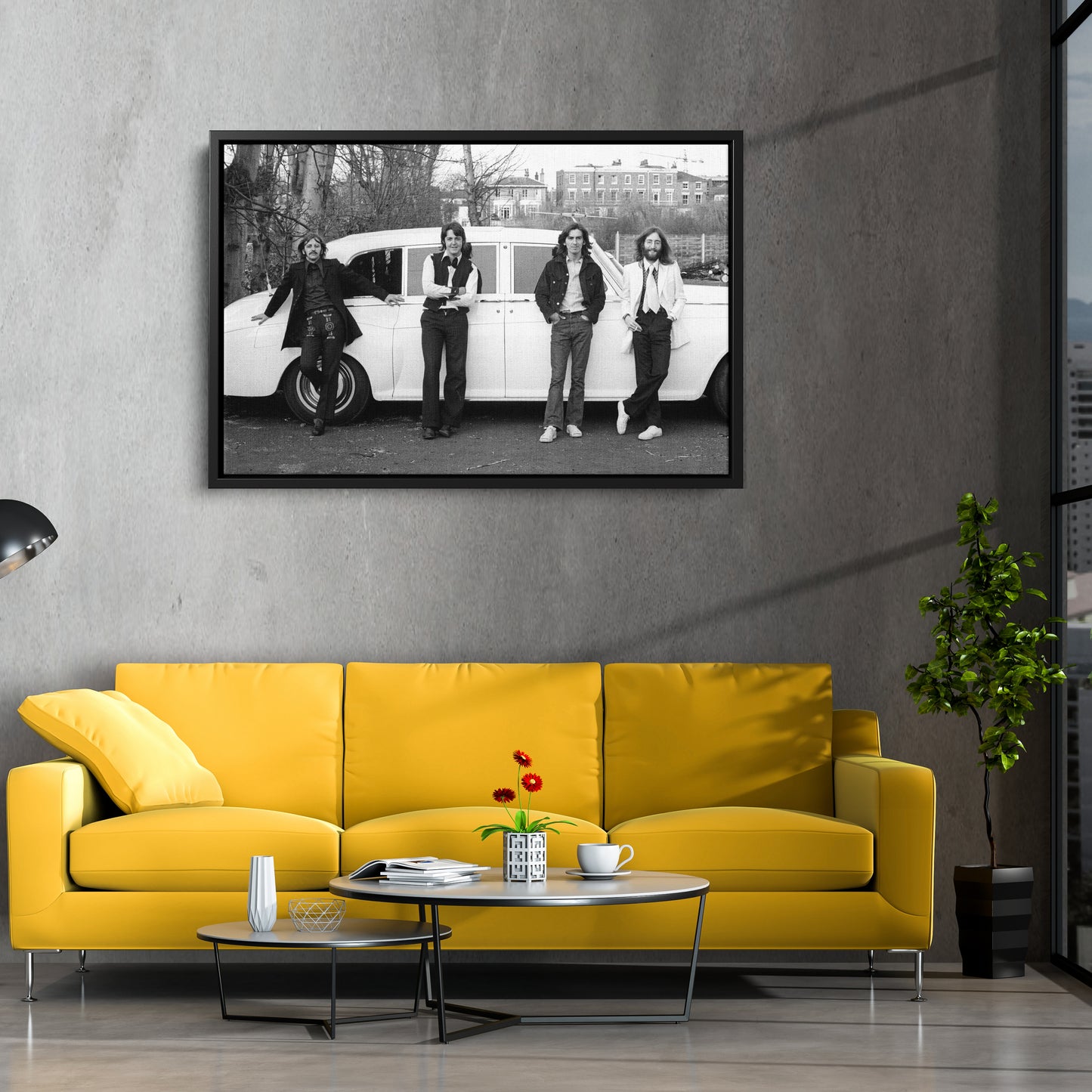 The Beatles Car Music Group Canvas Wall Art – Iconic Band Decor
