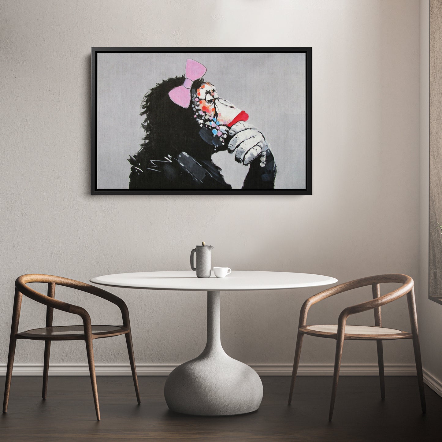 Banksy 'Female Monkey' Canvas Print - Framed Wall Art
