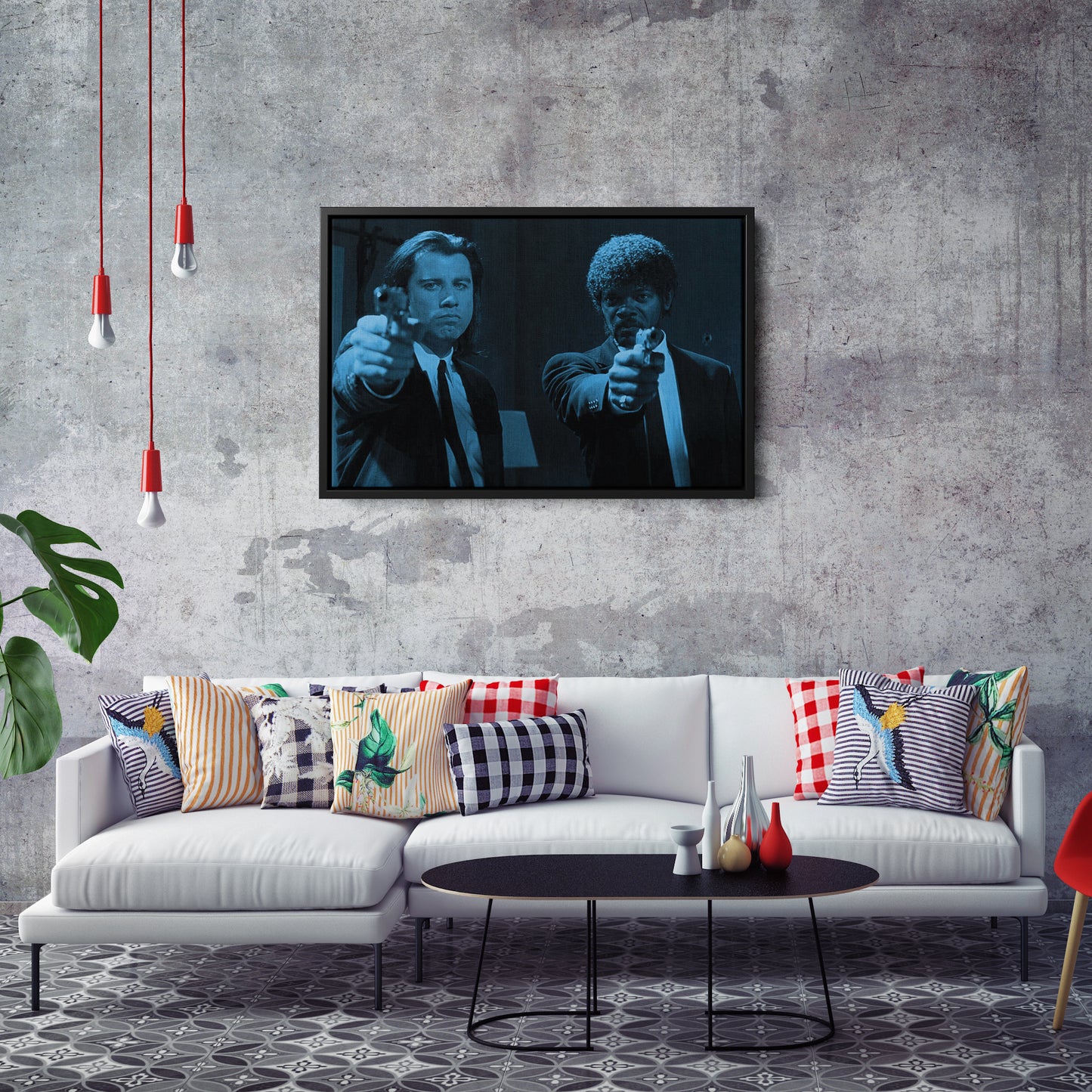 Pulp Fiction John Travolta & Samuel L. Jackson Canvas Wall Art – Movie Duo Decor
