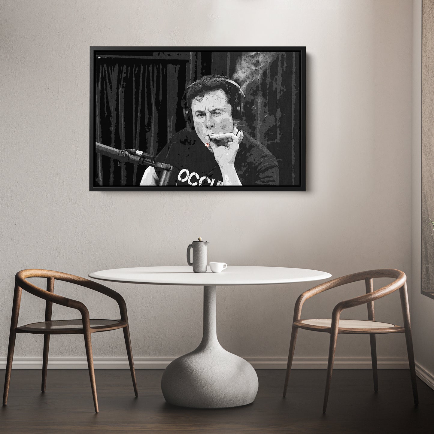 Elon Musk Smoking Canvas Wall Art – Entrepreneur Icon Print for Home