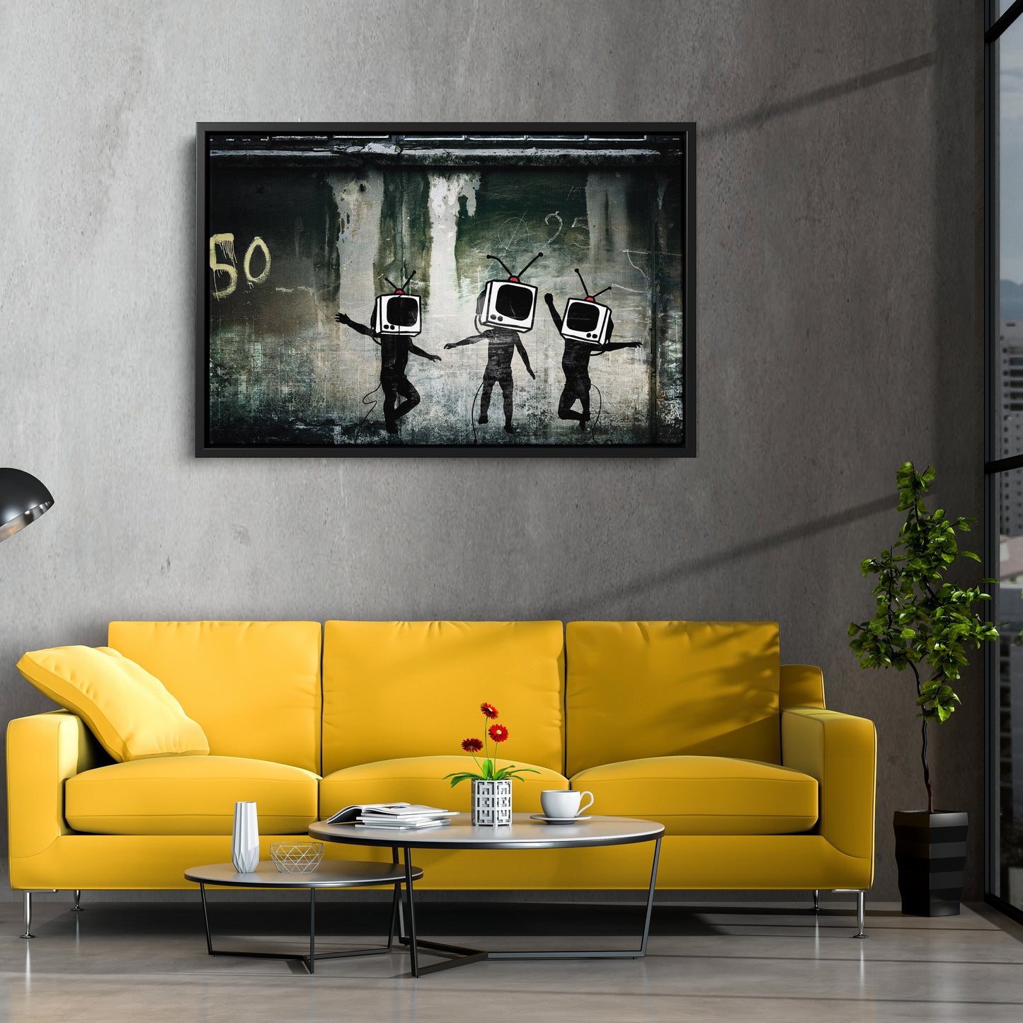 Banksy 'Television' Canvas Print - Framed Wall Art