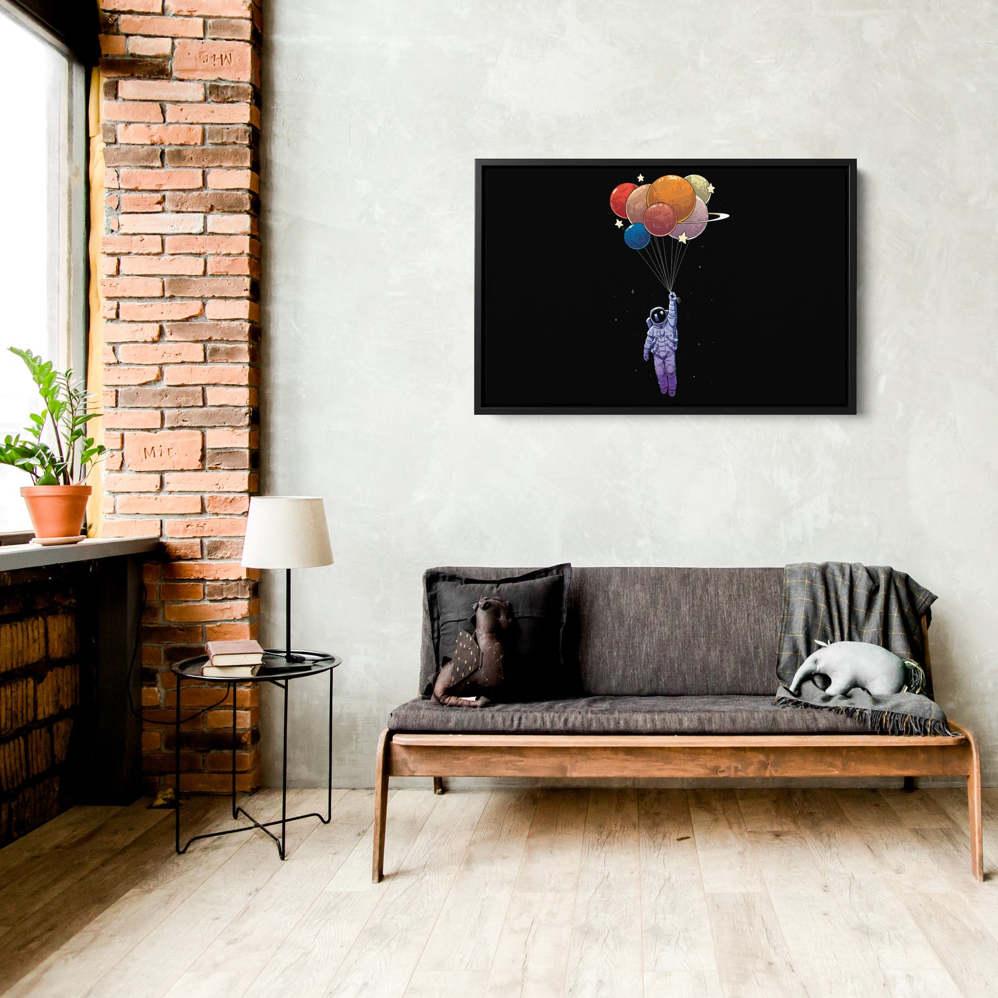 Astronaut Holding Colorful Balloons - Canvas Wall Art Decor