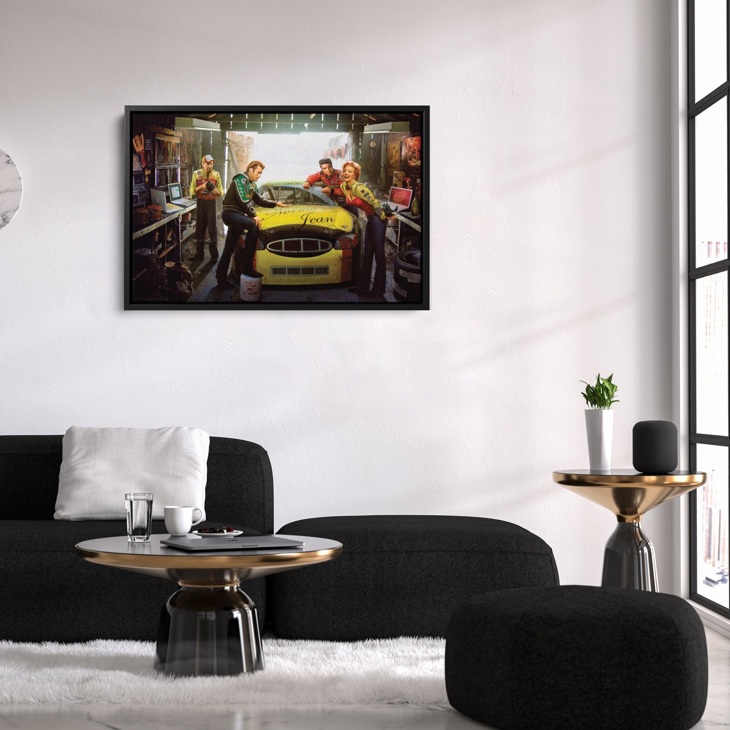 Marilyn Monroe, Elvis Presley & James Dean - Racing Car Canvas Wall Art Decor