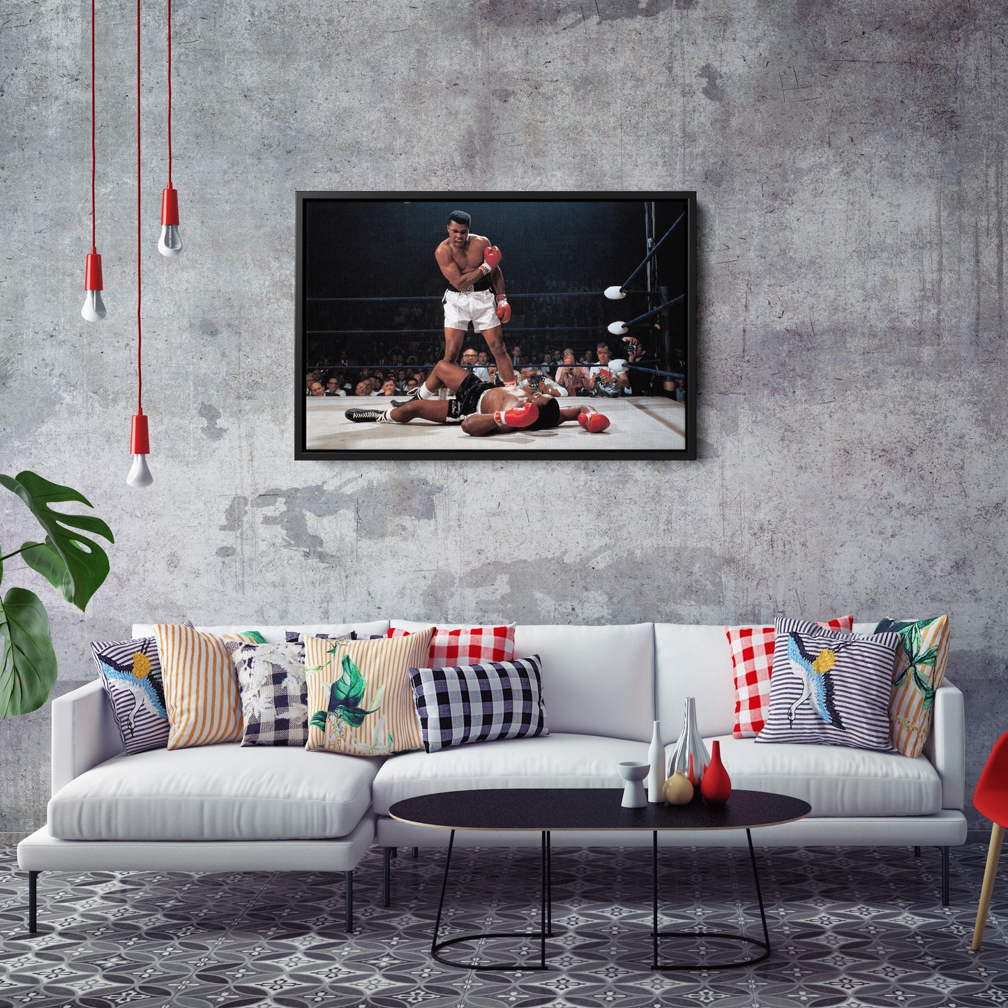 Muhammad Ali Sonny Liston Knockdown Canvas Art – Boxing Icon Decor