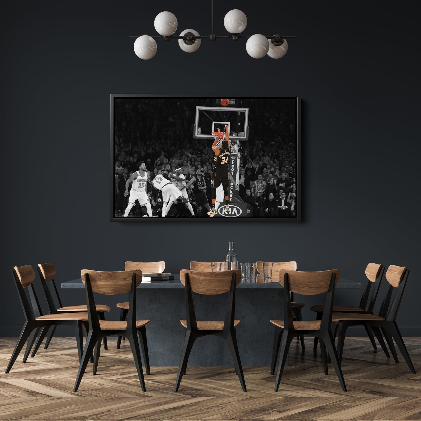Giannis Antetokounmpo Buzzer Beater vs Knicks Canvas Wall Art Decor - NBA Superstar Art
