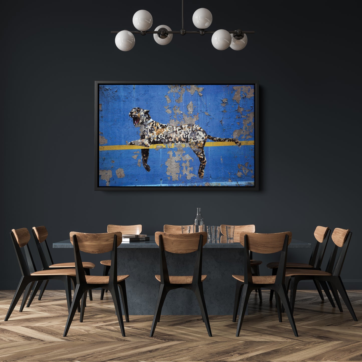 Banksy 'Bronx Zoo Leopard' Street Art Canvas Print - Framed Wall Art