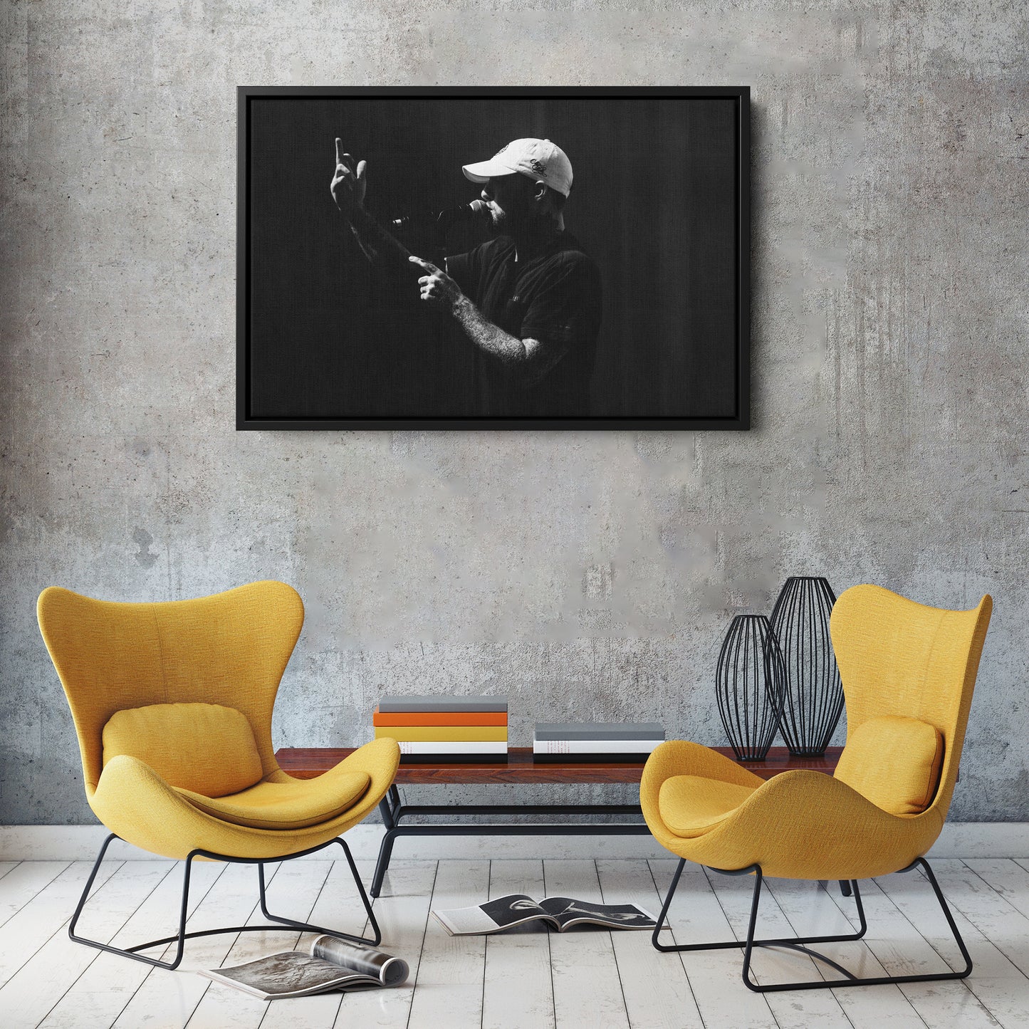 Mac Miller Black and White Canvas Wall Art – Rap Icon Tribute