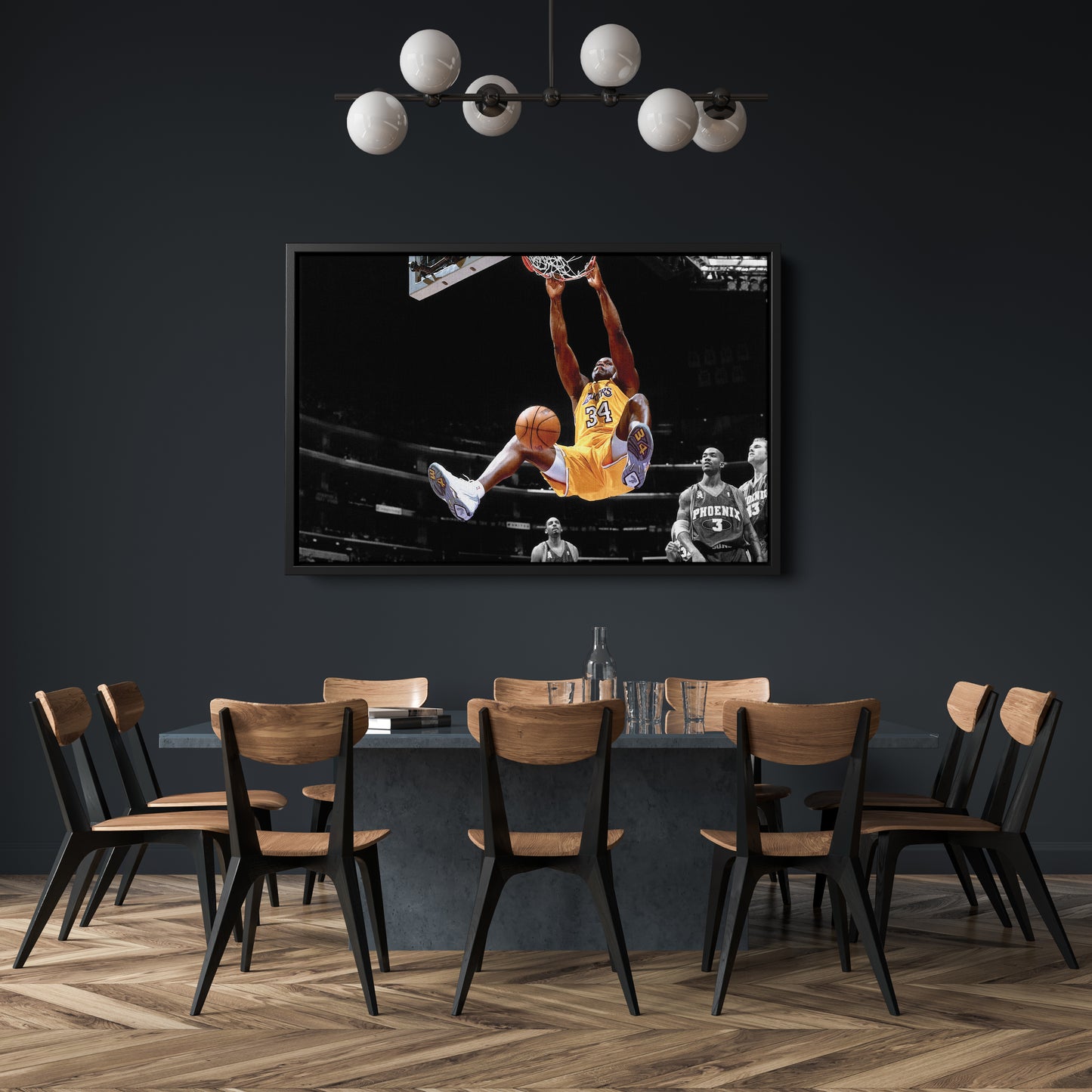 Shaquille O'Neal Dunking Canvas Art - NBA Lakers Sports Poster