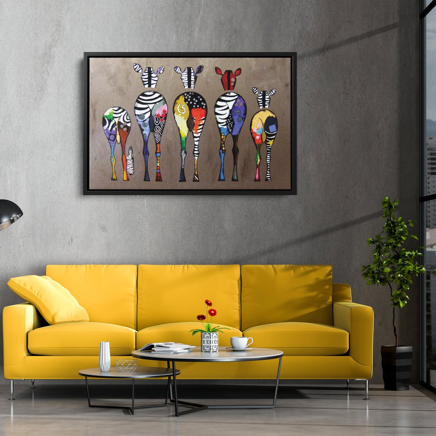 Abstract Colorful Zebra Print - Canvas Wall Art