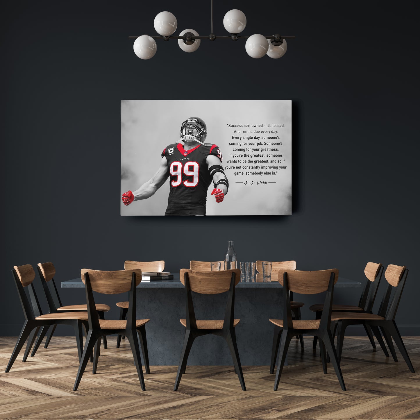 J.J. Watt Motivational Quote Canvas Wall Art Decor - NFL Legend Art