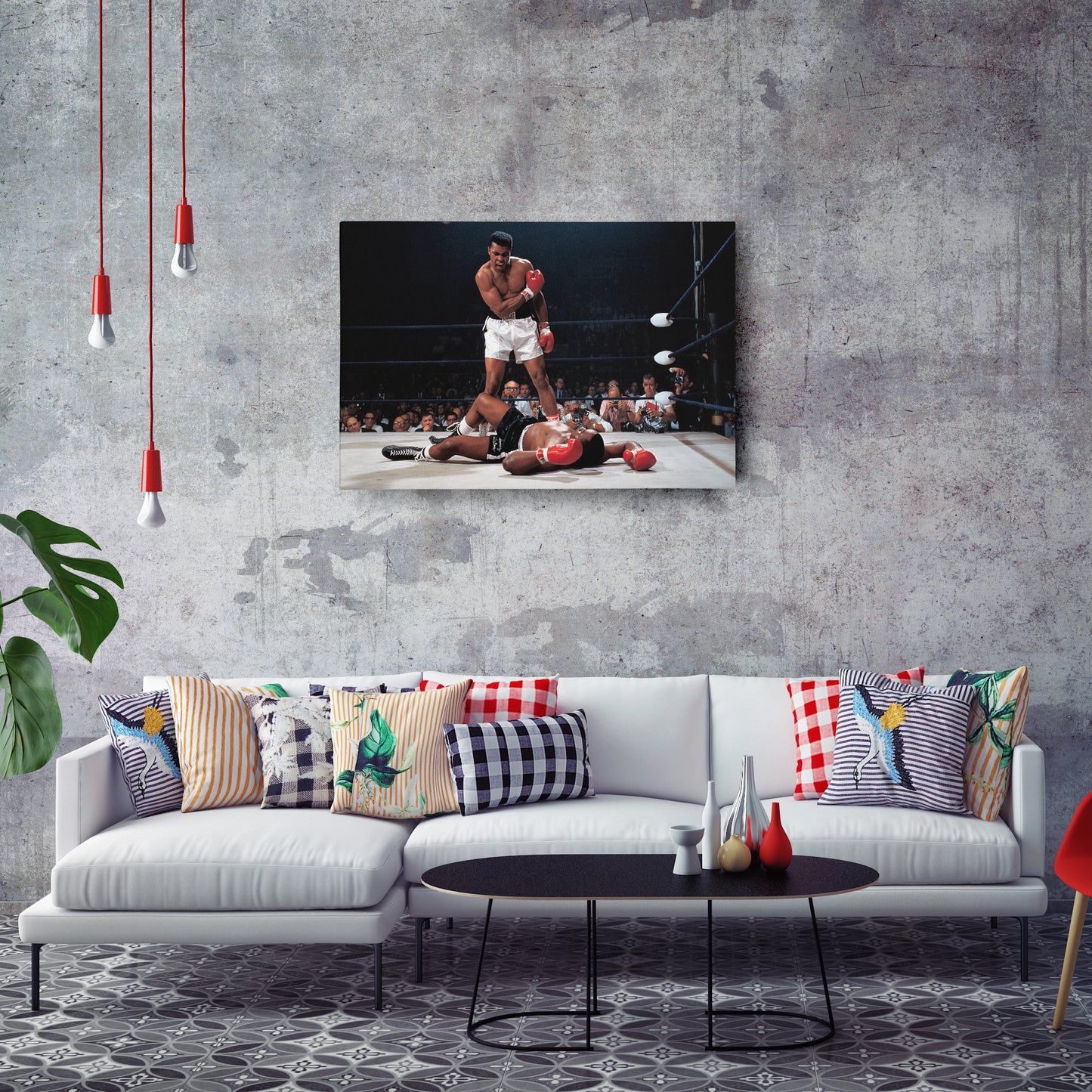 Muhammad Ali Sonny Liston Knockdown Canvas Art – Boxing Icon Decor