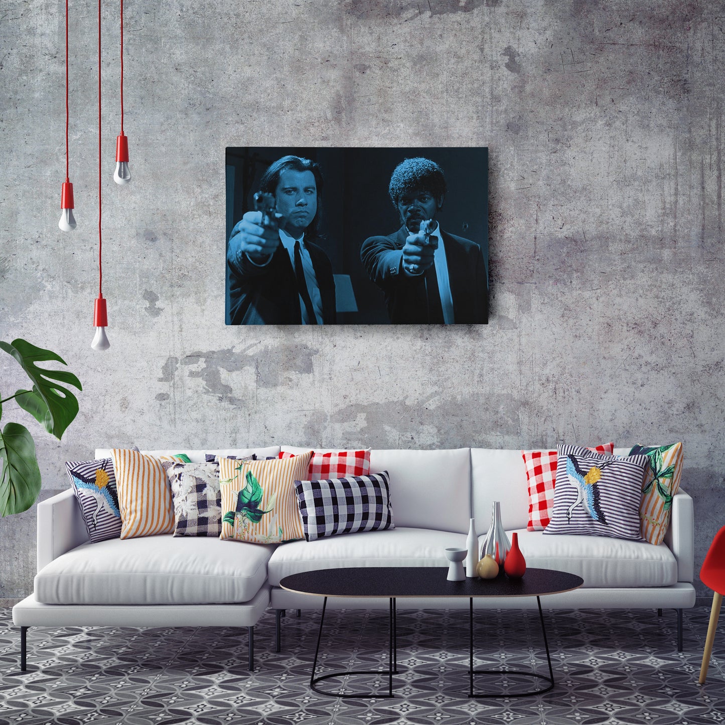 Pulp Fiction John Travolta & Samuel L. Jackson Canvas Wall Art – Movie Duo Decor
