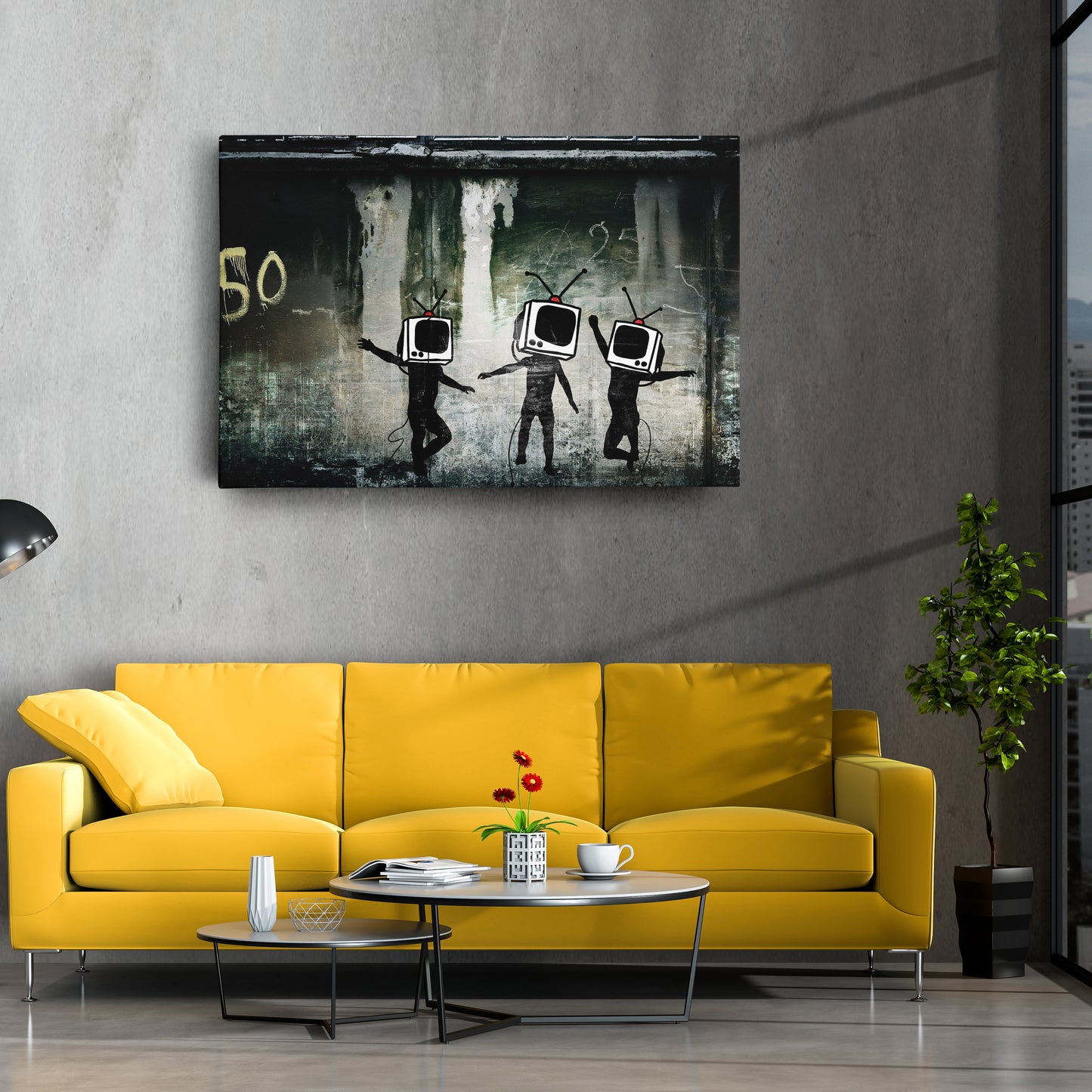 Banksy 'Television' Canvas Print - Framed Wall Art