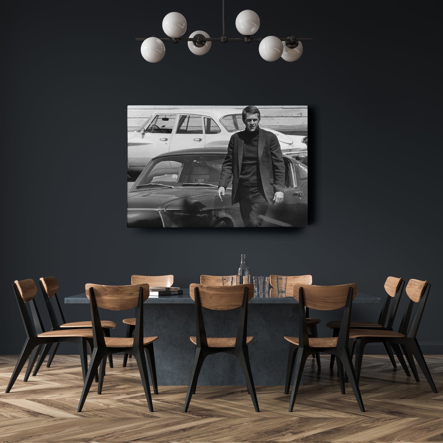 Steve McQueen Hollywood Icon Canvas Wall Art – Black and White Decor
