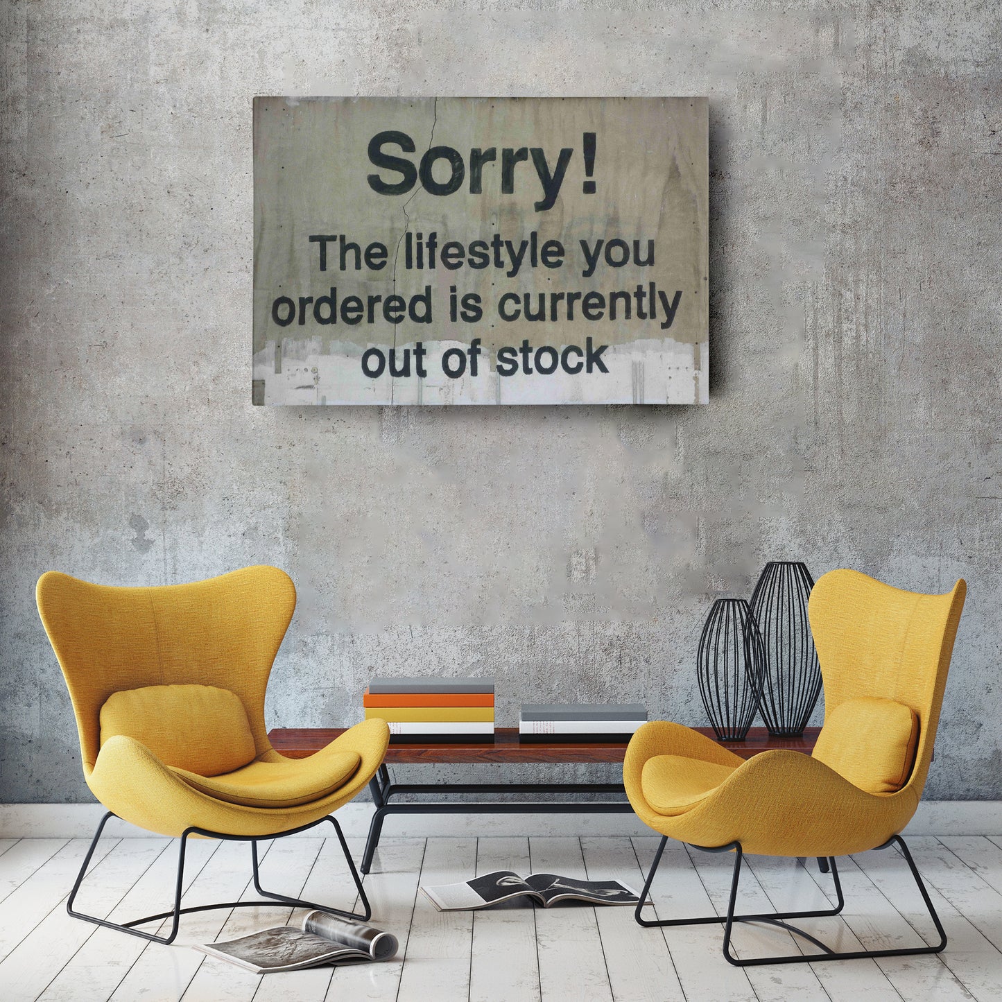 Banksy 'Out of Stock' Quote Canvas Print - Framed Wall Art