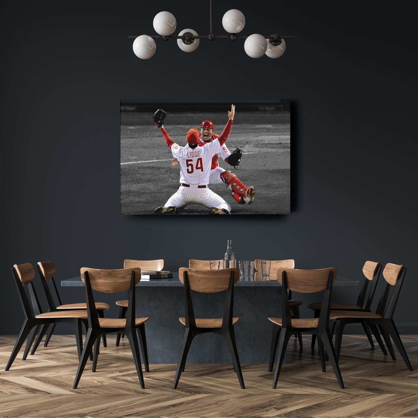 Brad Lidge & Carlos Ruiz Celebrate World Series Victory Canvas Wall Art Decor - MLB Sports Poster