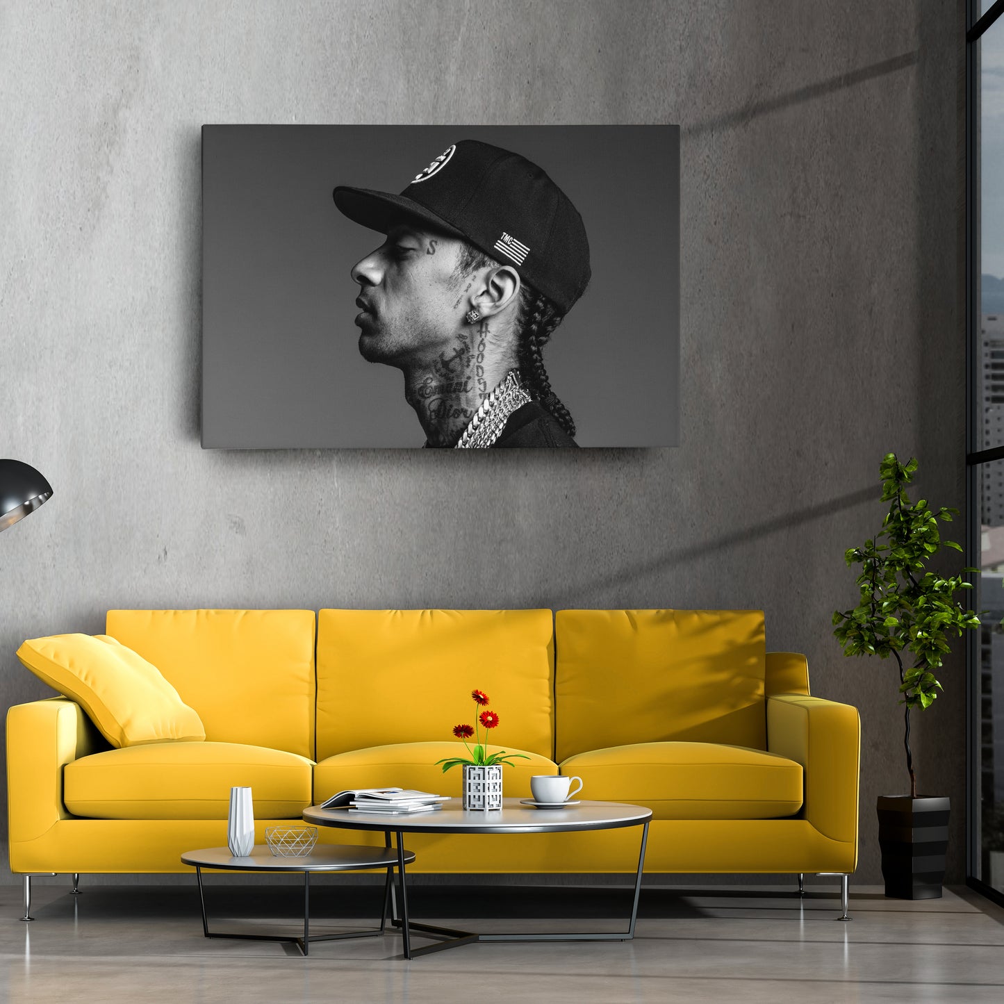 Nipsey Hussle Black and White Canvas Wall Art – Music Legend Home Decor