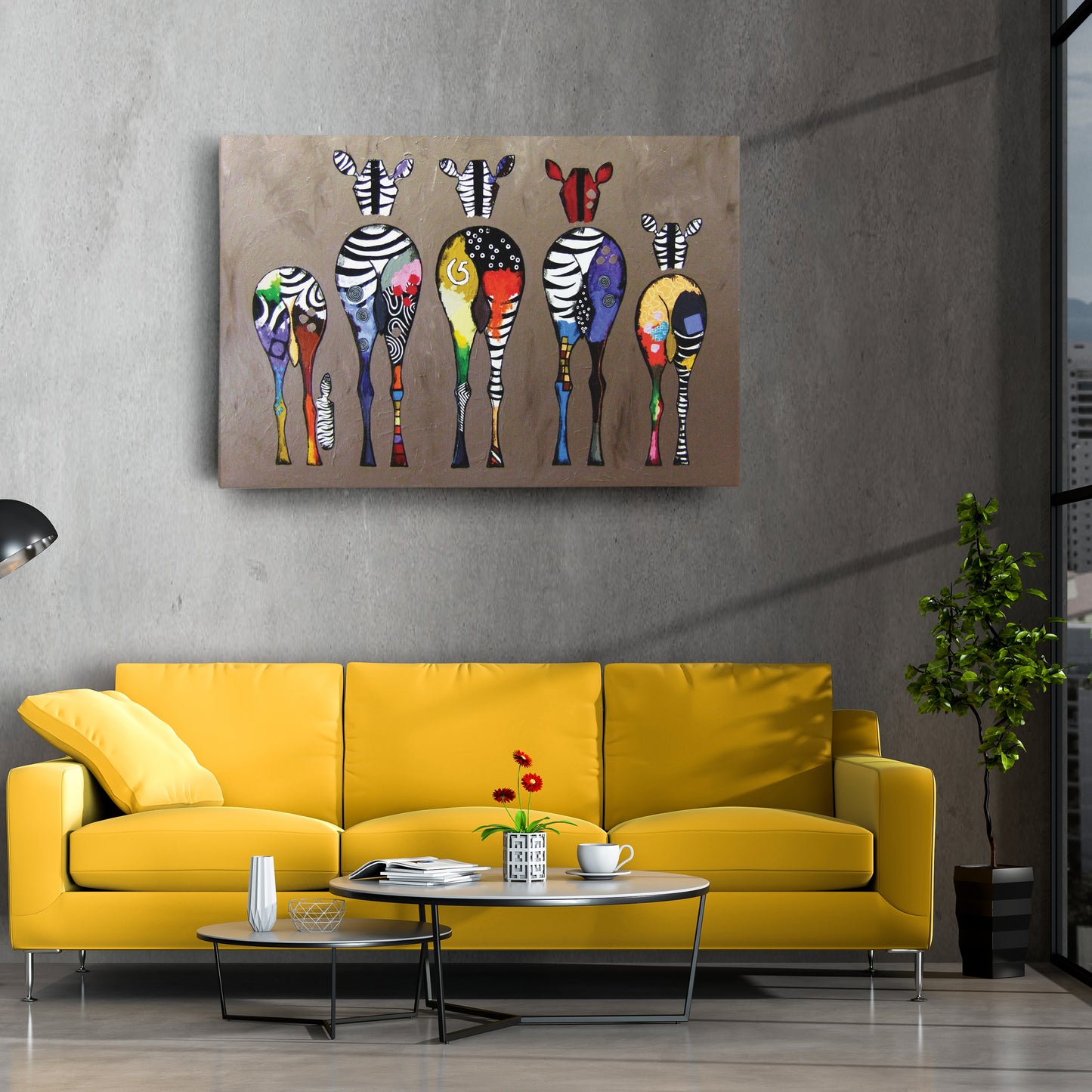 Abstract Colorful Zebra Print - Canvas Wall Art