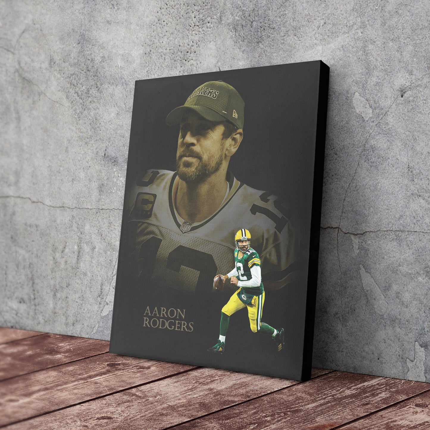 Aaron Rodgers Green Bay Packers NFL Canvas Wall Art - Framed Home Decor