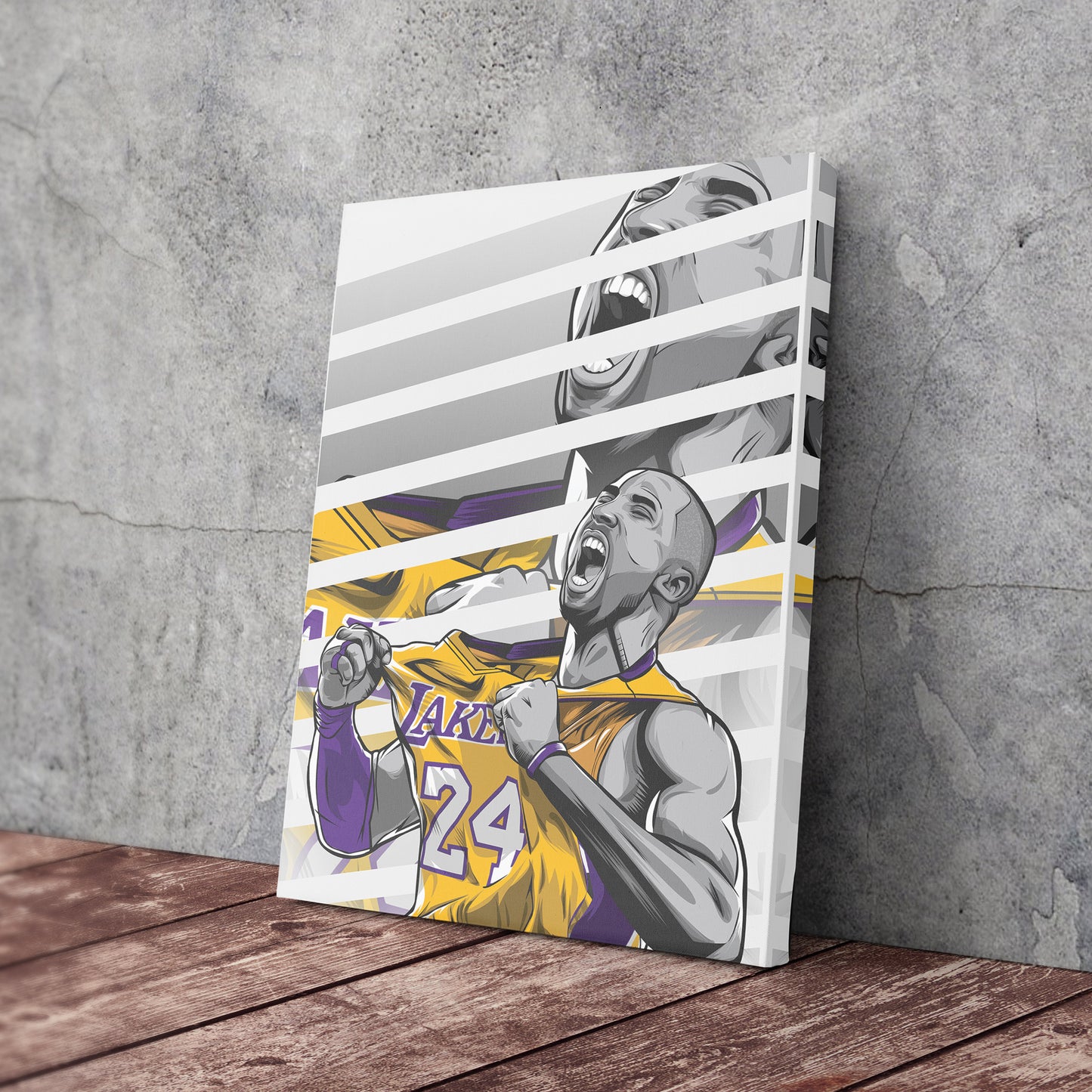 Kobe Bryant Basketball Player with Effect Canvas Wall Art – Dynamic Sports Print