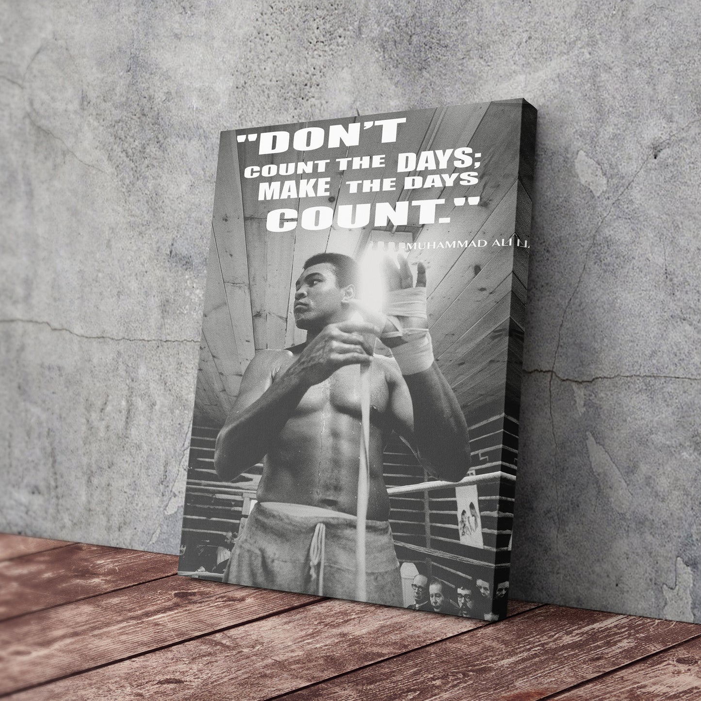 Muhammad Ali Black and White Quote Boxing Canvas Art – Boxing Legend Decor